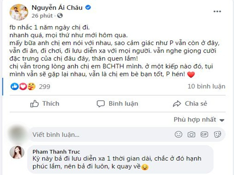 Ái Châu và Thanh Trúc cũng tưởng nhớ Mai Phương.