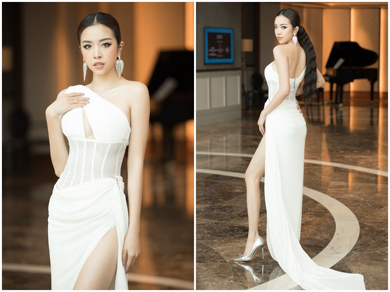 Á hậu Thúy An dự buổi họp báo khởi động cuộc thi Hoa hậu Thế giới Việt Nam 2021. Đây là lần hiếm hoi cô dự sự kiện sau khi kết hôn.