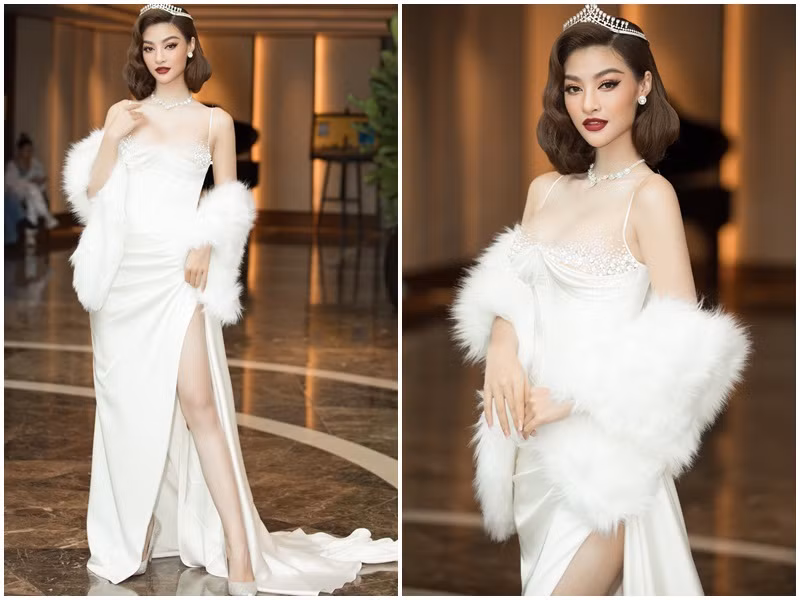 Tại sự kiện, Á hậu Kiều Loan chọn cho mình bộ váy thắt eo xẻ cao cùng thiết kế ôm trọn vòng 1 đầy gợi cảm.