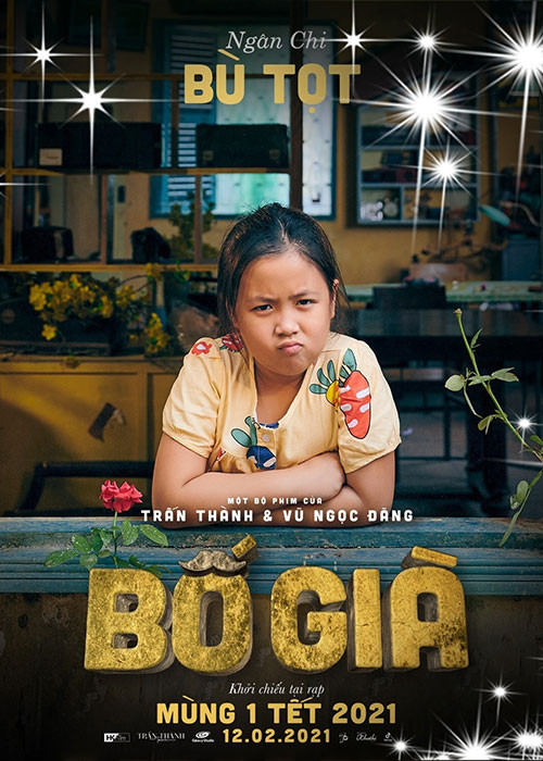 Trong phim "Bố già", bé Ngân Chi vào vai con gái của ông Ba Sang (Trấn Thành). Nhân vật của bé có cái tên khá lạ là Bù Tọt. Trong phim, Bù Tọt có người anh trai tên Quắn.