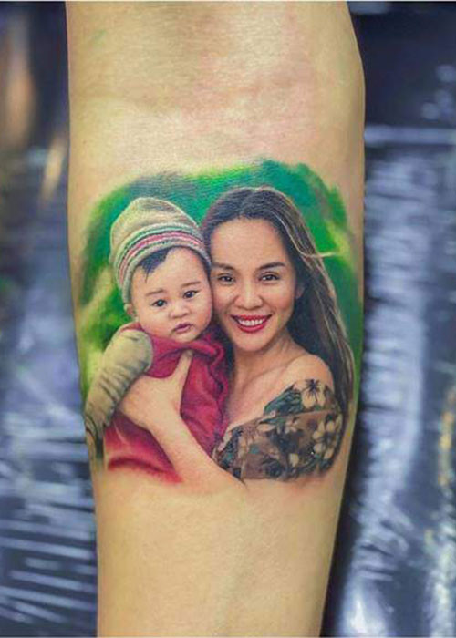 Hình xăm mới nhất của Hoàng Bách trên cánh tay.