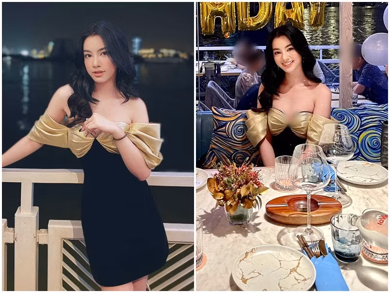 Ở đời thường, tình trẻ tin đồn kém 27 tuổi của ông chủ phòng trà Đức Huy cũng gây ấn tượng với sắc vóc trẻ trung, gợi cảm.