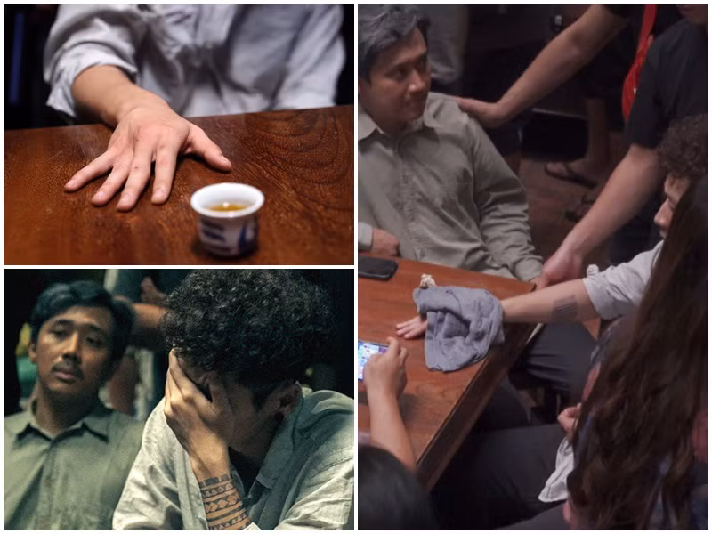 Đóng vai Quắn - con trai ông Ba Sang trong “Bố già”, Tuấn Trần bị trật khớp tay khi quá nhập tâm vào cảnh tranh cãi, đấm vào tủ. Nam diễn viên cho biết, anh bị đẩy cảm xúc trước việc Trấn Thành diễn quá hay. Ảnh: Saostar