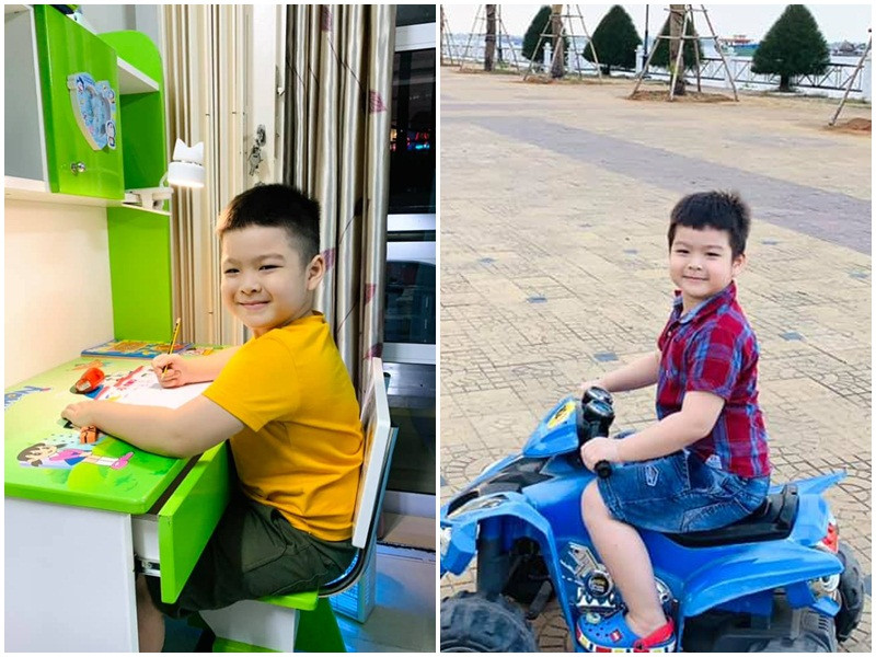 Con trai của Nhật Kim Anh lớn phổng phao ở tuổi lên 6. Ở bên bố hay mẹ, bé Bửu Long đều rất vui vẻ.