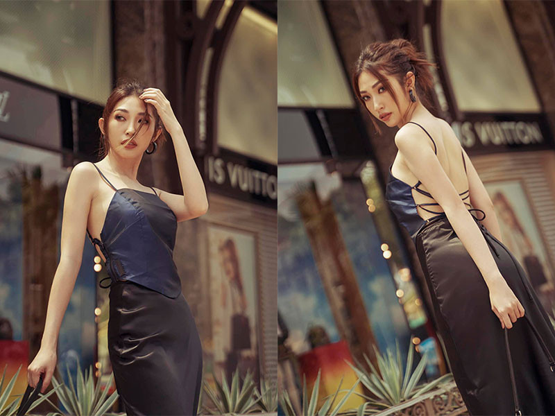 Sở hữu vóc dáng gợi cảm, Khổng Tú Quỳnh tự tin lựa chọn các thiết kế có khoảng hở táo bạo.