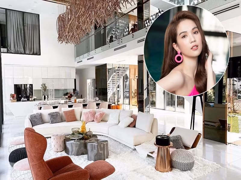 Ngọc Trinh hiện tại ở biệt thự 800 m2. Giá trị ban đầu của căn biệt thự này là 25 tỷ. Tuy nhiên, Ngọc Trinh đầu tư thêm nội thất nhập từ nước ngoài hơn 1 triệu USD. Vì thế, tổng giá trị biệt thự của Ngọc Trinh gần 50 tỷ. Ảnh: Vietnamnet