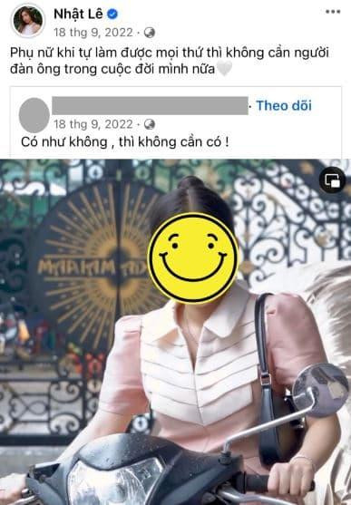 Những hình ảnh về đám hỏi cũng không còn trên trang cá nhân của Nhật Lê. Bản thân cô nàng chỉ đăng ảnh đi chơi, đi du lịch lẻ bóng với caption thả thính, úp mở tình trạng một mình.