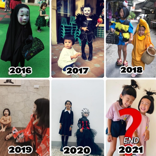 Cô bé cùng em gái vẫn được mẹ đầu tư cho nhiều màn hóa trang Halloween độc đáo.