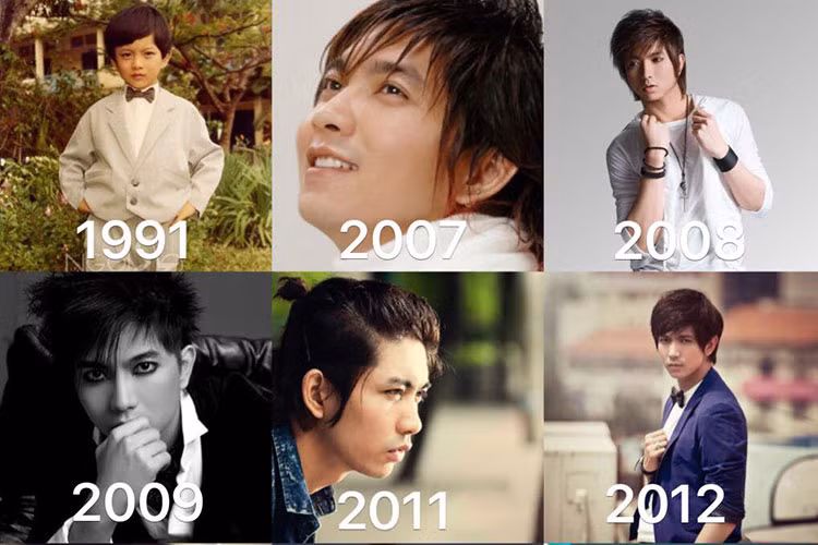 Ca sĩ Tim đăng tải loạt ảnh cho thấy sự lột xác về ngoại hình qua các năm.