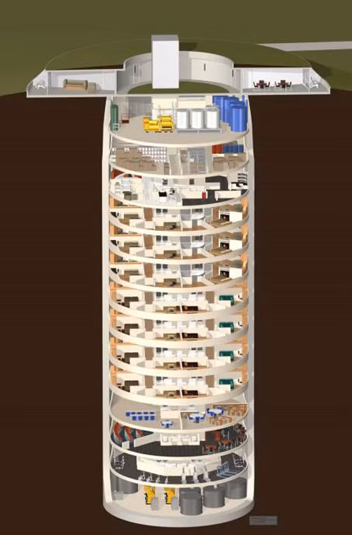 Sơ đồ mặt cắt của chung cư trong đây rất sang trọng, nó có một bể bơi trong nhà, 1 phòng chiếu phim 17 ghế ngồi, ngoài ra còn có phòng tập thể dục và phòng họp.