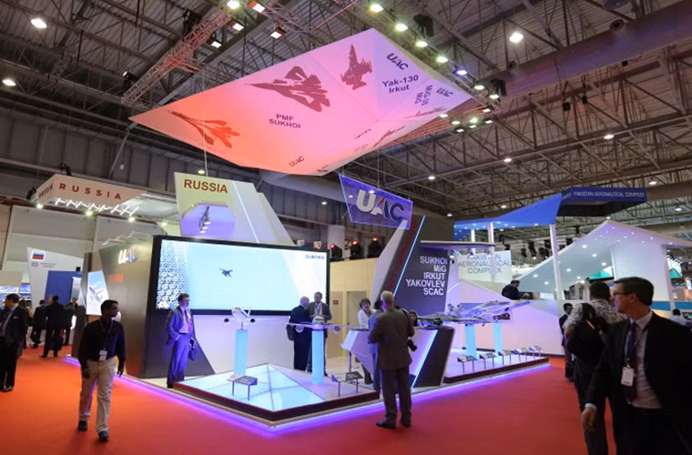 Gian hàng trưng bày của Tập đoàn hàng không Thống Nhất UAC của Nga.