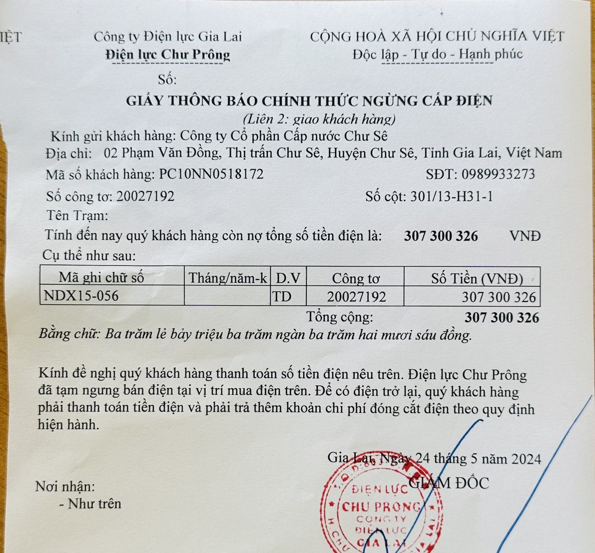 Cong ty Cap nuoc Chu Se lai ngung cap nuoc vi bi... cat dien-Hinh-3