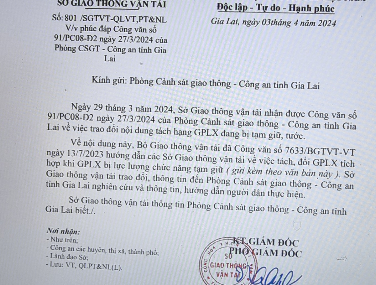 Tách hạng B2 ra khỏi GPLX tích hợp: Sở GTVT Gia Lai nói gì? - Hình 2 Tach hang B2 ra khoi GPLX tich hop: So GTVT Gia Lai noi gi?-Hinh-2