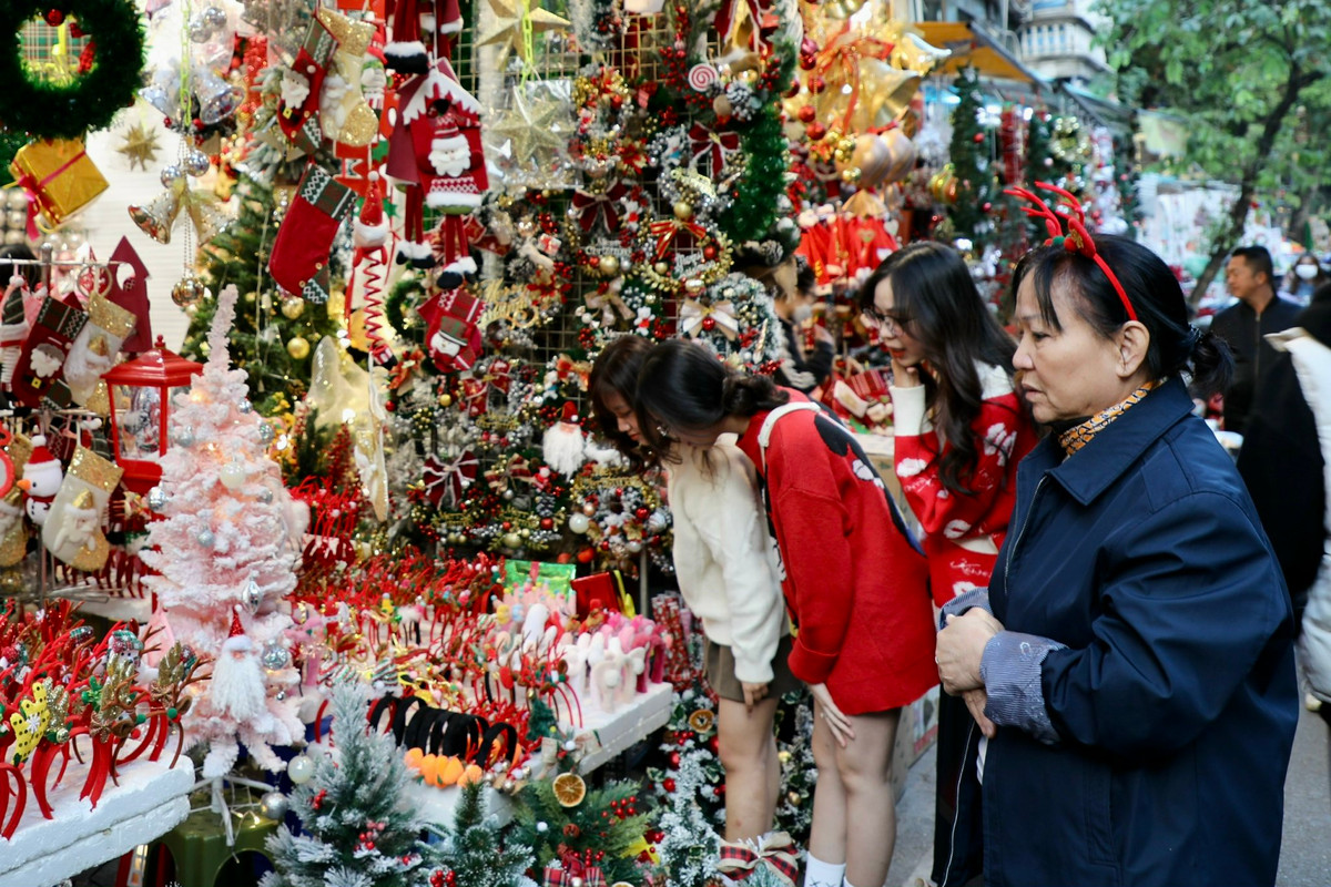 Một chủ cửa hàng cho biết, năm nay lượng người mua đông hơn năm ngoái, mẫu mã đa dạng, giá cả không thay đổi nhiều. Mặt hàng rẻ nhất là chiếc bờm có giá 40.000 đồng, đắt nhất có những cây thông cỡ lớn lên tới vài chục triệu.
