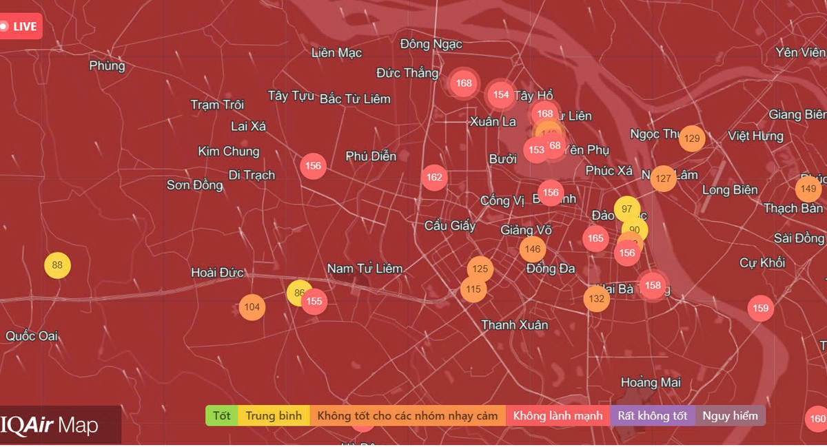 Chất lượng không khí Hà Nội ngày 25/01: KV Tây Hồ mức xấu Chat luong khong khi Ha Noi ngay 25/01: KV Tay Ho muc xau