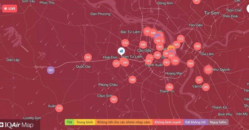 Chất lượng không khí Hà Nội ngày 17/1: KV Tây Hồ rất xấu Chat luong khong khi Ha Noi ngay 17/1: KV Tay Ho rat xau