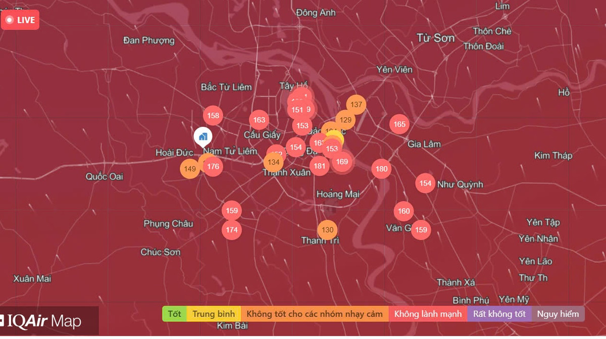 Chất lượng không khí Hà Nội ngày 24/01: Khu vực Hai Bà Trưng mức xấu Chat luong khong khi Ha Noi ngay 24/01: Khu vuc Hai Ba Trung muc xau