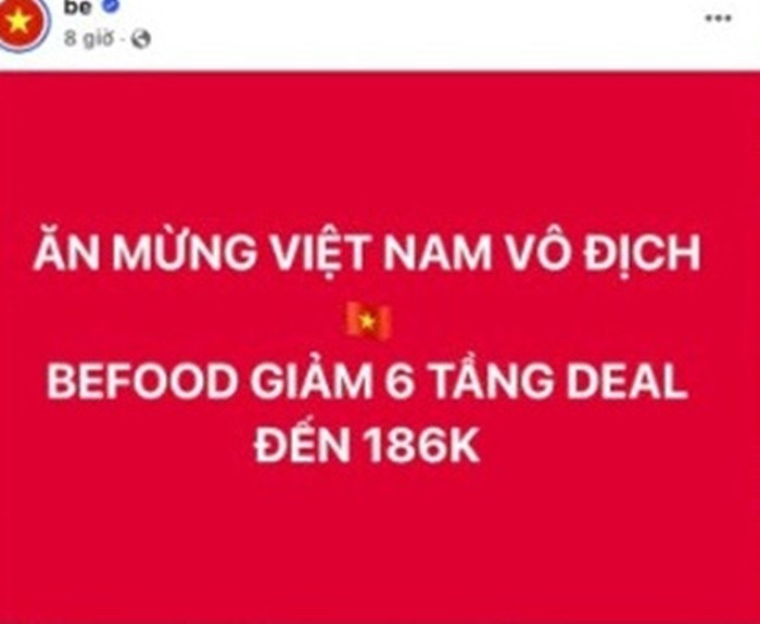 Các ứng dụng công nghệ như Grab, Xanh SM và Be hiện đều có ưu đãi nhân dịp tuyển Việt Nam vô địch ASEAN Cup 2024.