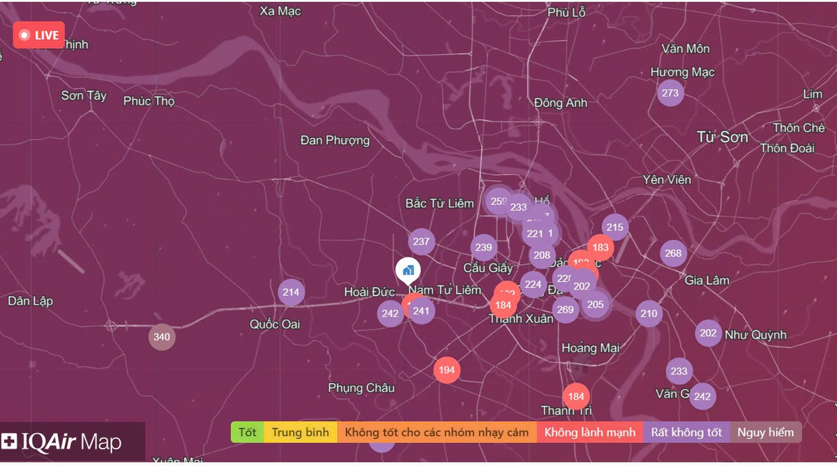 Chất lượng không khí Hà Nội ngày 21/01: KV Tây Hồ rất xấu Chat luong khong khi Ha Noi ngay 21/01: KV Tay Ho rat xau