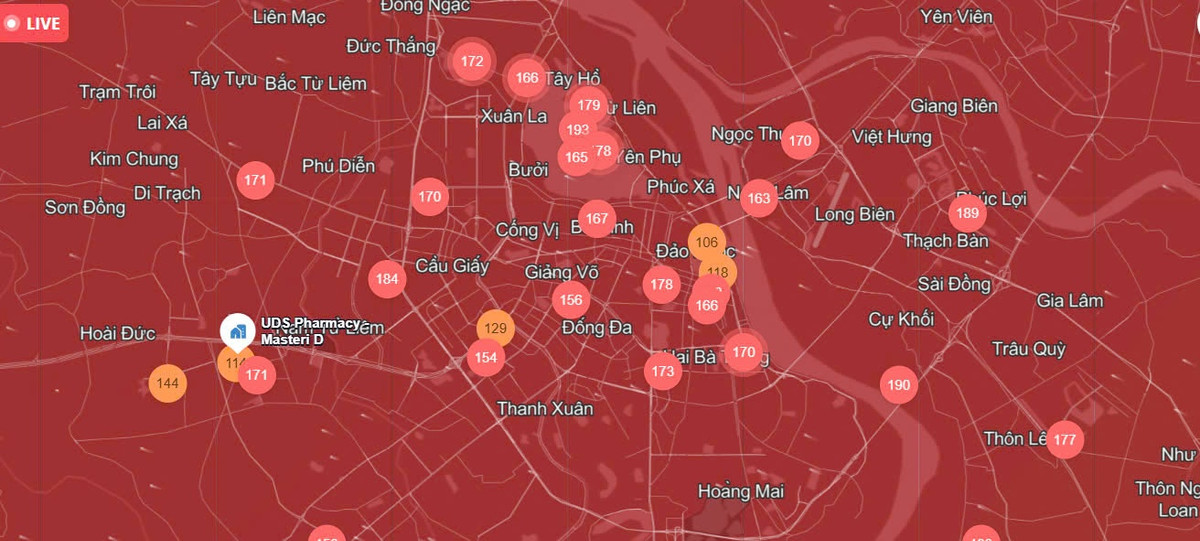 Chat luong khong khi Ha Noi ngay 9/1: Nhieu khu vuc o muc xau