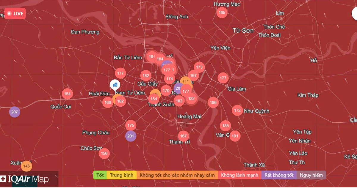 Chất lượng không khí Hà Nội ngày 22/01: Khu vực Tây Hồ, Hoàn Kiếm rất xấu Chat luong khong khi Ha Noi ngay 22/01: Khu vuc Tay Ho, Hoan Kiem rat xau