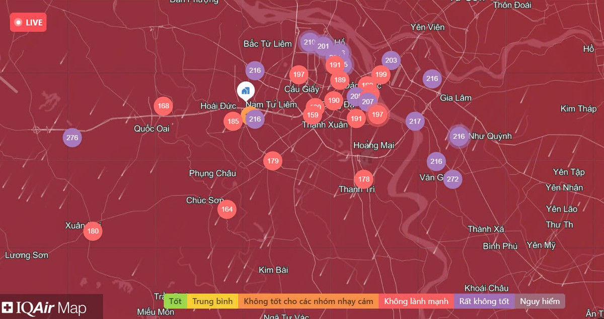 Chat luong khong khi Ha Noi ngay 16/1: Nhieu KV rat xau