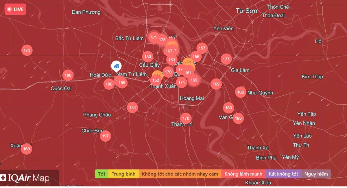 Chất lượng không khí Hà Nội ngày 13/01: Khu vực Hoài Đức mức xấu Chat luong khong khi Ha Noi ngay 13/01: Khu vuc Hoai Duc muc xau