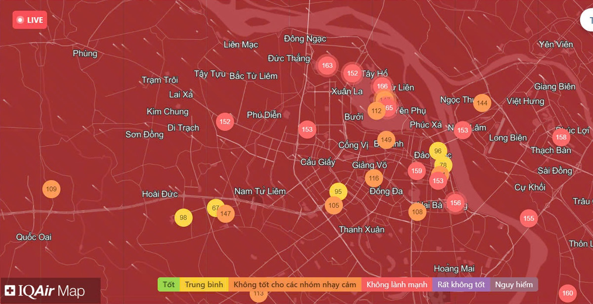 Chất lượng không khí Hà Nội ngày 26/01: Nhiều khu vực mức xấu Chat luong khong khi Ha Noi ngay 26/01: Nhieu khu vuc muc xau