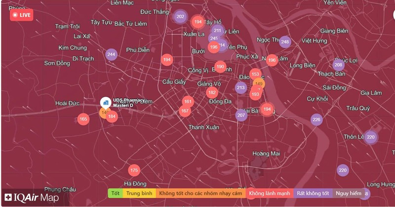 Chất lượng không khí Hà Nội ngày 7/1: Nhiều khu vực rất xấu Chat luong khong khi Ha Noi ngay 7/1: Nhieu khu vuc rat xau