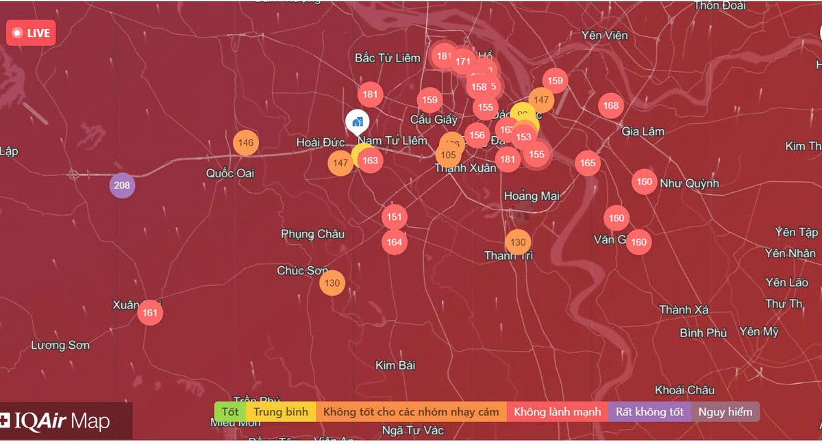 Chất lượng không khí Hà Nội ngày 23/01: Khu vực Tây Hồ mức xấu Chat luong khong khi Ha Noi ngay 23/01: Khu vuc Tay Ho muc xau