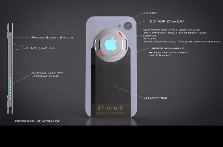 Chiếc smartphone này được trang bị camera 25 Megapixels với đèn flash LED và những tấm pin năng lượng mặt trời được bố trí phía dưới logo.