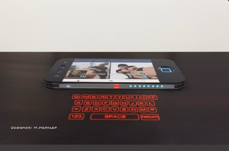 Điểm đặc biệt của concept này là máy sẽ được trang bị bàn phim ảo bằng laze.