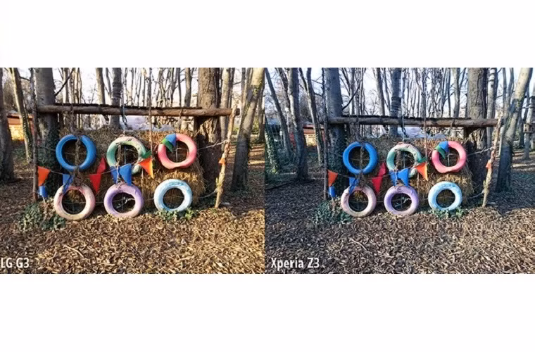 2. Câu chuyện thứ hai: Về màu sắc, LG G3 có màu theo kiểu vàng pha xanh, trong khi Z3 có tông màu xám ngã xanh. Người chụp ảnh cũng không chắc cả hai máy ảnh cái nào hiển thị màu sắc trung thực. Nhưng G3 có vấn đề rõ ràng ở việc lấy nét, làm cho các vật thể cần nổi rõ hơn lại hơi mờ đi. Sony Xperia Z3 làm tốt vấn đề này.