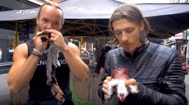 Kinh di hai nguoi dan ong lot da, an song soc xam