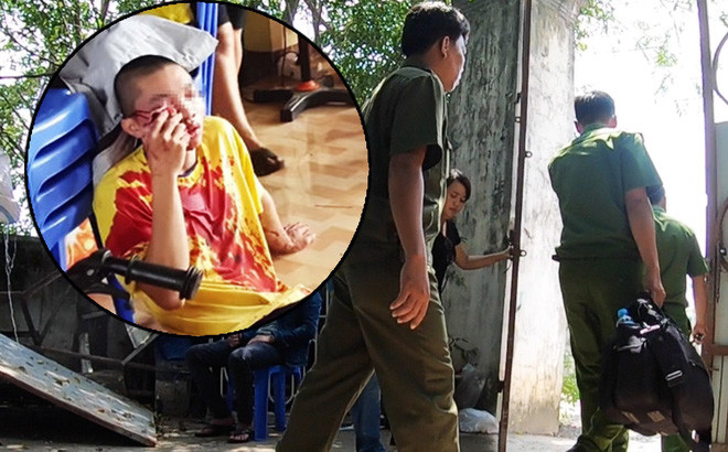 Tu sĩ Thích Nhị Nguyên bị đánh trọng thương và cơ quan chức năng tới khám nghiệm hiện trường.