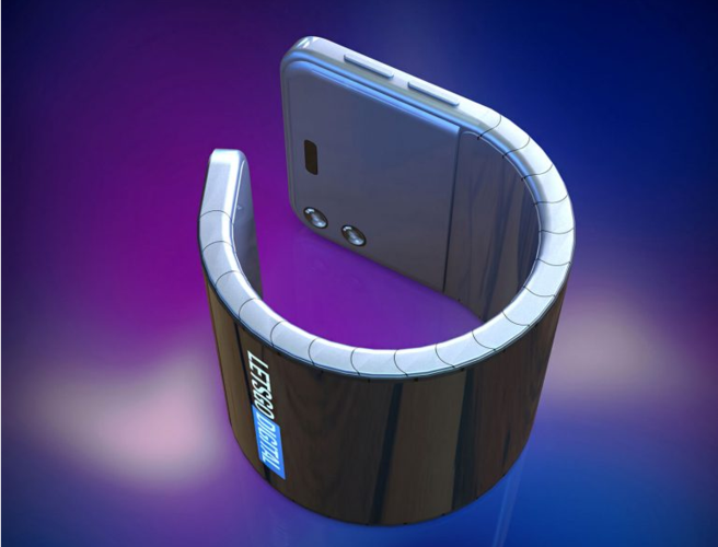 Bằng sáng chế của Samsung mô tả một điện thoại di động với màn hình linh hoạt. Thiết bị có thể uốn cong theo một hướng và cuộn tròn lại. Ảnh: Letsgodigital.