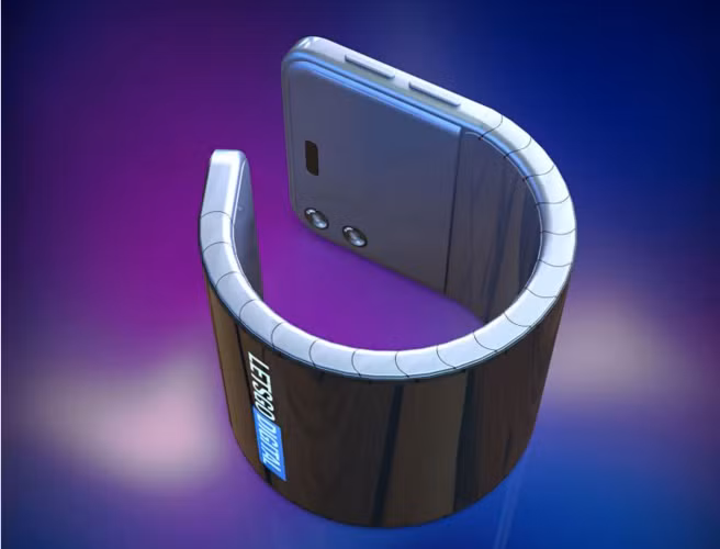 Bằng sáng chế của Samsung mô tả một điện thoại di động với màn hình linh hoạt. Thiết bị có thể uốn cong theo một hướng và cuộn tròn lại. Ảnh: Letsgodigital.