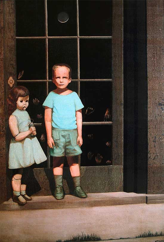  7. The Hands Resist Him Bill Stoneham, tác giả của bức anh nói rằng, ông vẽ bức tranh này dựa trên những ký ức trong tuổi thơ của mình. Đã có nhiều tuyên bố rằng, bức tranh này bị ám, chủ sở hữu kể rằng, vào buổi đêm, họ thấy những đứa trẻ trong bức tranh di chuyển và đánh nhau. Nhiều người cho rằng, bức tranh khiến mình bị đau đầu, lo lắng và bồn chồn.