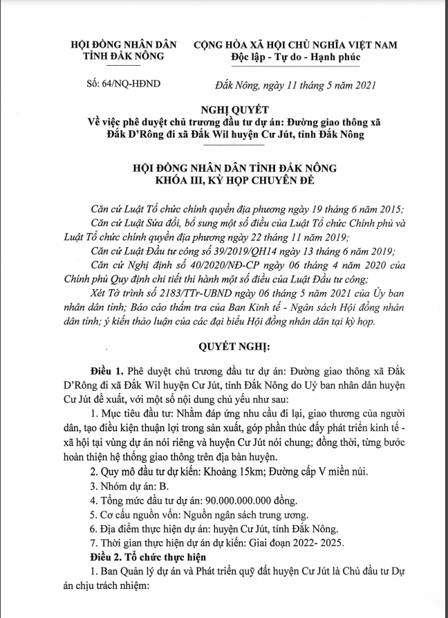 Dak Nong: Duong 90 ty dong bao gio ve dich?