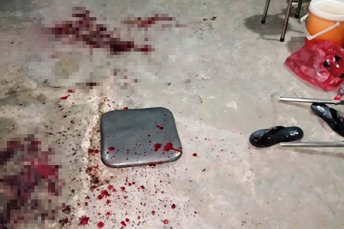 Hiện trường nơi người đàn ông bị chém chết tại chỗ sau câu nói đầy khiêu khích với gã thanh niên.