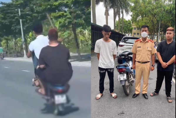 Ha Noi: Nam thanh nien cho ban, boc dau xe may bi xu phat nang