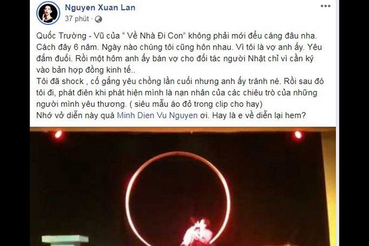 Khi Quốc Trường nổi lên nhờ vai diễn Vũ của "Về nhà đi con", Xuân Lan ôn lại kỷ niệm cùng anh đóng vở kịch với vai vợ chồng.