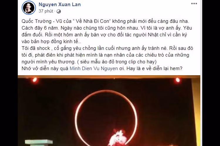 Khi Quốc Trường nổi lên nhờ vai diễn Vũ của "Về nhà đi con", Xuân Lan ôn lại kỷ niệm cùng anh đóng vở kịch với vai vợ chồng.