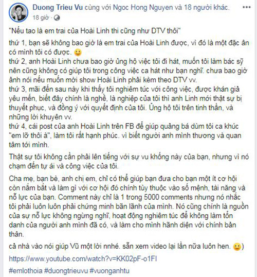 Duong Trieu Vu tung bang chung phu nhan dua hoi Hoai Linh