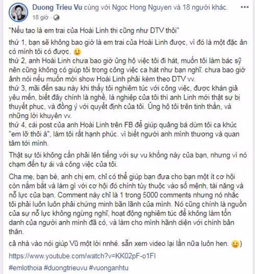 Duong Trieu Vu tung bang chung phu nhan dua hoi Hoai Linh