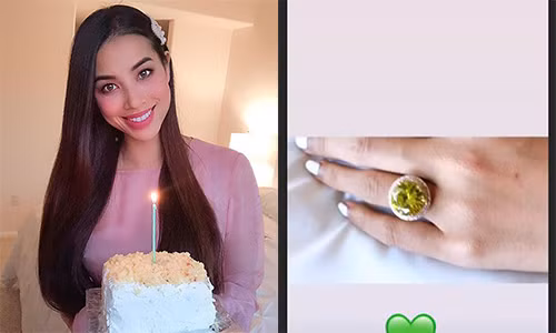 Hoa hau Pham Huong duoc ban trai tang nhan kim cuong khung