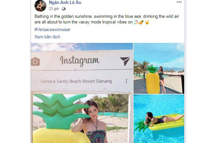 Mới đây, trên trang cá nhân, Lê Âu Ngân Anh khoe loạt ảnh nghỉ dưỡng ở Đà Nẵng. Trong trang phục áo tắm, cô được khen gợi cảm với vòng ba khủng.