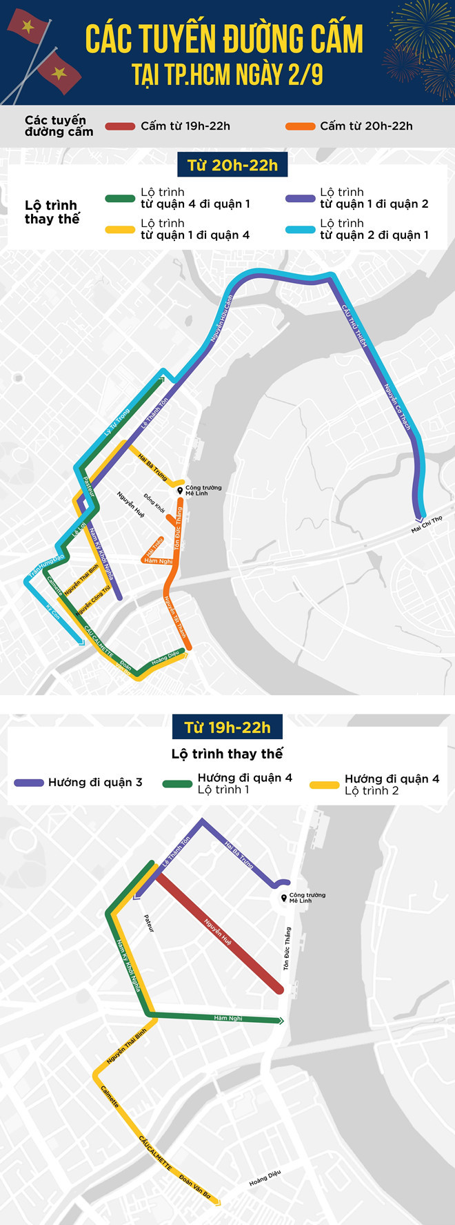 Ban phao hoa toi 2/9, TP HCM cam phuong tien tuyen duong nao?