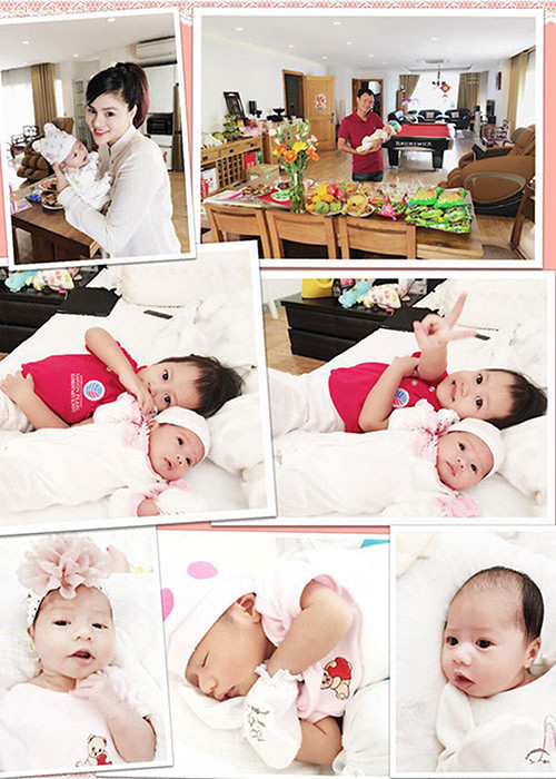 Cựu siêu mẫu khoe hai cô con gái kháu khỉnh.