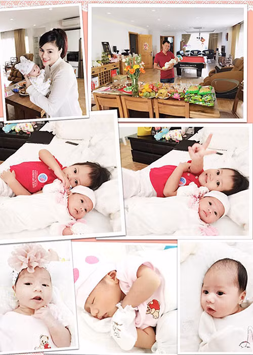 Cựu siêu mẫu khoe hai cô con gái kháu khỉnh.